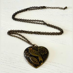 Forever 21 - Long, gold, heart shaped necklace with bird design